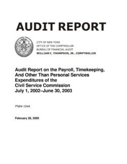 Audit Report on the Payroll, Timekeeping and other than Personal Services Expenditures of the Civil Service Commission