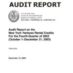 Audit Report On The New York Yankees Rental Credits For The Fourth Quarter Of 2003 thumbnail of FN05_053A