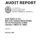 Audit Report on the New York Yankees Rental Credits for the First Quarter of 2005 thumbnail of FN06_090A