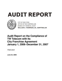 Audit Report on the Compliance of TW Telecom with Its City Franchise Agreement January 1, 2006 – December 31, 2007