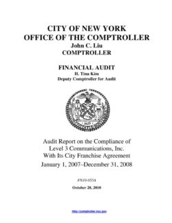 Audit Report on the Compliance of Level 3 Communications, Inc. With Its City Franchise Agreement