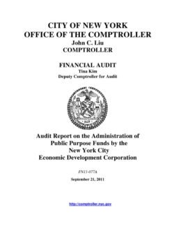 Audit Report on the Administration of Public Purpose Funds by the New York City Economic Development Corporation