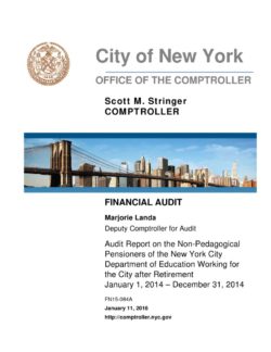 Audit Report on the Non-Pedagogical Pensioners of the New York City Department of Education Working for the City After Retirement