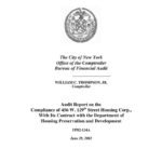 Audit Report on the Compliance of 456 W. 129th Street Housing Corp., With Its Contract with the Department of Housing Preservation and Development thumbnail of FP02_134A_Report