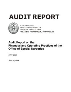 Audit Report on the Financial and Operating Practices of the Office of Special Narcotics