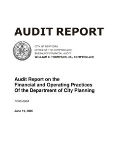 Audit Report on the Financial And Operating Practices of The Department Of City Planning