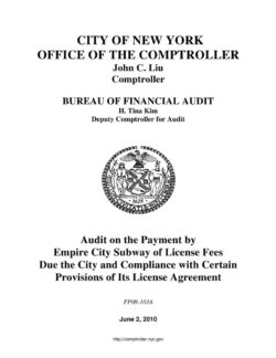Audit On The Payment By Empire City Subway Of License Fees Due The City And Compliance With Certain Provisions Of Its License Agreement