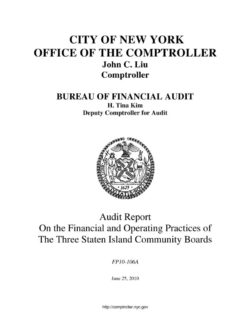 Audit Report on the Financial and Operating Practices of the Three Staten Island Community Boards