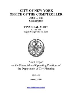Audit Report on the Financial and Operating Practices of the Department of City Planning