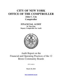 Audit Report On The Financial And Operating Practices Of The 12 Bronx Community Boards
