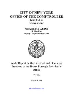 Audit Report on the Financial and Operating Practices of the Bronx Borough President’s Office