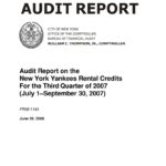 Audit Report on the New York Yankees Rental Credits for the Third Quarter of 2007 July 1 – September 30, 2007 thumbnail of FR08_114A