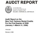 Audit Report On The New York Yankees Rental Credits For The First Quarter Of 2008 January 1 – March 31, 2008 thumbnail of FR09_089A