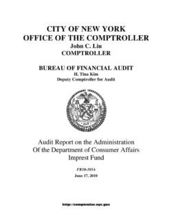 Audit Report on the Administration Of The Department Of Consumer Affairs Imprest Fund