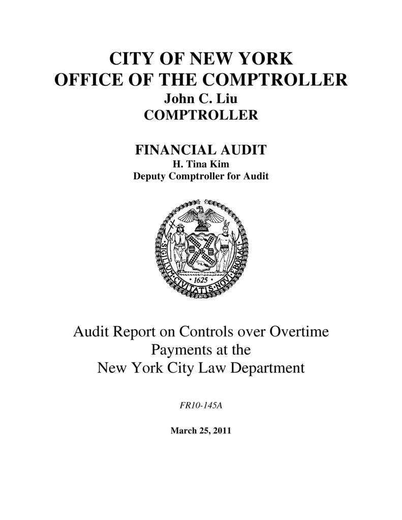 Audit Report on Controls over Overtime Payments at the New York City Law Department Office of