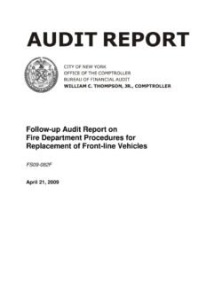 Follow-Up Audit Report on Fire Department Procedures for Replacement of Front-Line Vehicles