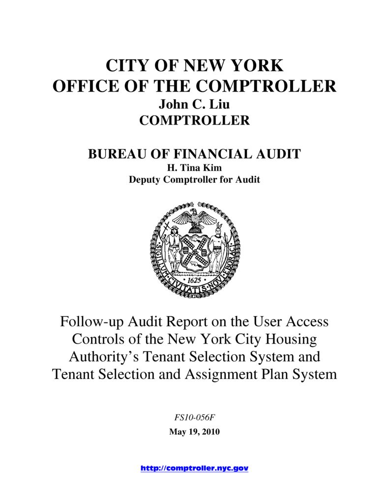 FollowUp Audit Report On User Access Controls Of The New York City Housing Authority’s Tenant