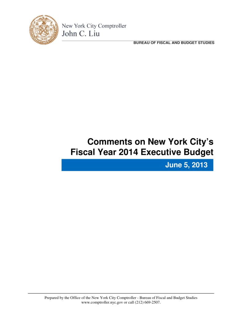 Comment on New York City’s Fiscal Year 2014 Executive Budget - Office ...