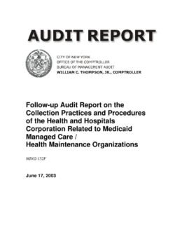 Follow-up Audit Report on the Collection Practices and Procedures of the Health and Hospitals Corporation Related Medicaid Managed Care/ Heath Maintenance Organizations