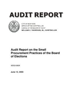 Audit Report on the Small Procurement Practices of the Board of Elections