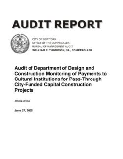 Audit of Department of Design And Construction Monitoring of Payments to Cultural Institutions For Pass-Through City-Funded Capital Construction Projects