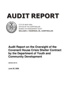Audit Report on the Oversight of the Covenant House Crisis Shelter Contract by the Department of Youth and Community Development