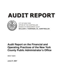 Audit Report on The Financial and Operating Practices of The New York County Public Administrator’s Office