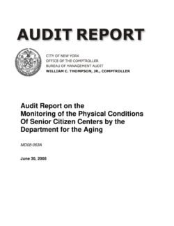 Audit Report on the Monitoring of the Physical Conditions of Senior Citizen Centers by the Department for the Aging