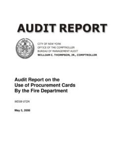Audit Report on the use of Procurement Cards by the Fire Department