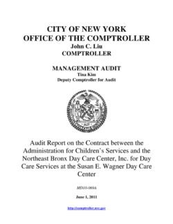 Audit Report on the Contract between the Administration for Children’s Services and the Northeast Bronx Day Care Center, Inc. for Day Care Services at the Susan E. Wagner Day Care Center