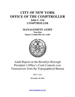 Audit Report on the Brooklyn Borough President’s Office’s Cash Controls over Transactions from the Topographical