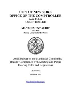 Audit Report on the Manhattan Community Boards’ Compliance with Meeting and Public Hearing Rules and Regulations
