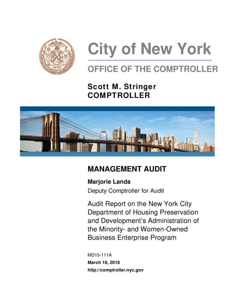 Audit Report on the New York City Department of Housing Preservation