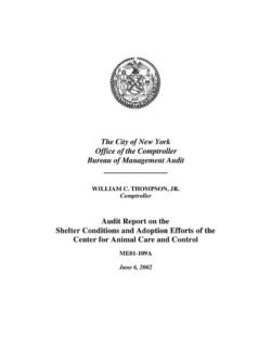 Audit Report on the Shelter Conditions and Adoption Efforts of the Center for Animal Care and Control