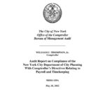 Audit Report on the Compliance of the New York City Department of City Planning With Comptroller’s Directives Relating to Payroll and Timekeeping thumbnail of ME02_129A