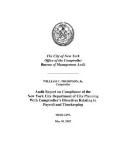 Audit Report on the Compliance of the New York City Department of City Planning With Comptroller’s Directives Relating to Payroll and Timekeeping