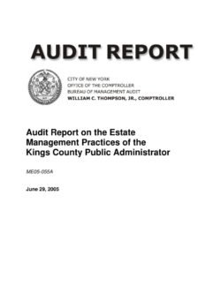 Audit Report on the Estate Management Practices of the Kings County Public Administratr