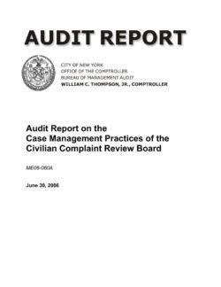 Audit Report on the Case Management Practices of the Civilian Complaint Review Board