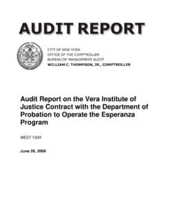 Audit Report on the Vera Institute of Justice Contract with the Department of Probation