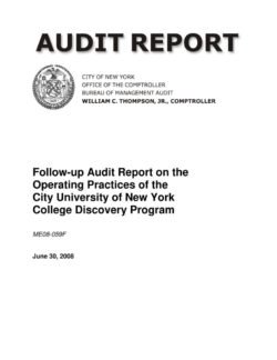 Follow-up Audit Report on the Operating Practices of the City University of New York College Discovery Program