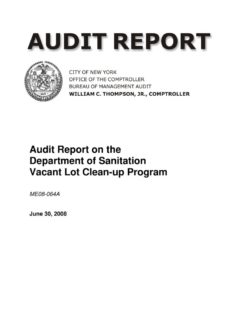 Audit Report on the Department of Sanitation Vacant Lot Clean-up Program