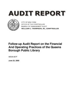 Follow-Up Audit Report On Financial And Operating Practices Of The Queens Borough Public Library
