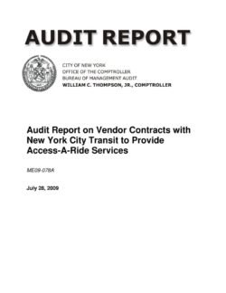 Audit Report on Vendor Contracts with New York City Transit to Provide Access-A-Ride Services