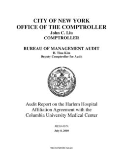 Audit Report on the Harlem Hospital Affiliation Agreement with the Columbia University Medical Center