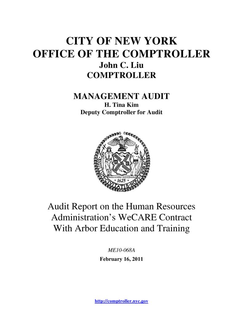 Audit Report on the Human Resources Administration’s WeCARE Contract