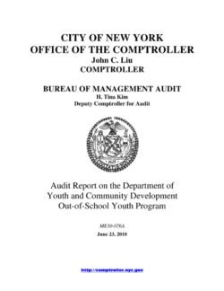 Audit Report On The Department Of Youth And Community Development Out-Of-School Youth Program