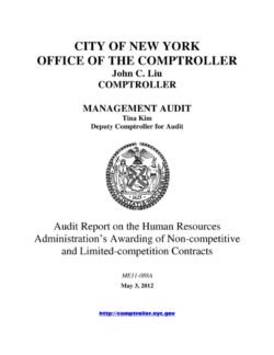 Audit Report on the Human Resources Administration’s Awarding of Non competitive and Limited-competition Contracts