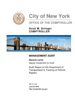 Audit Report on the Department of Transportation’s Tracking of Pothole Repairs