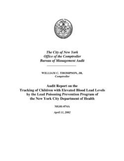 Audit Report on the Tracking of Children with Elevated Blood Lead Levels by the Lead Poisoning Prevention Program of the New York City Department of Health