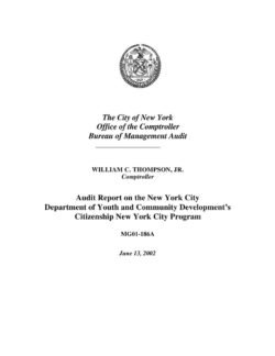 Audit Report on the New York City Department of Youth and Community Development’s Citizenship New York City Program